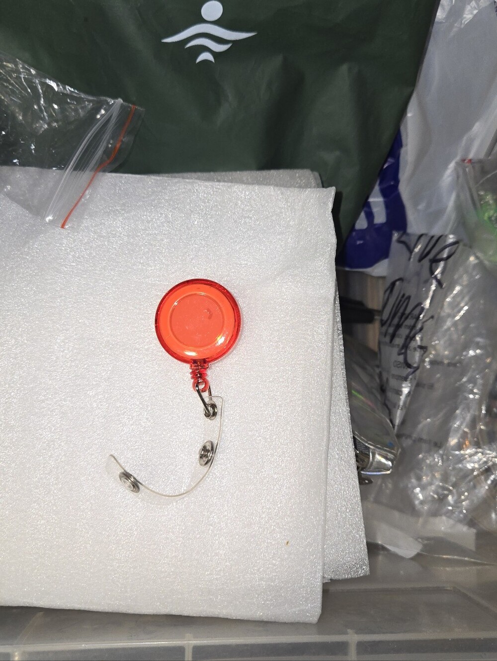 Retractable Key & Card Reel — Red/Orange - Picture 5 of 5